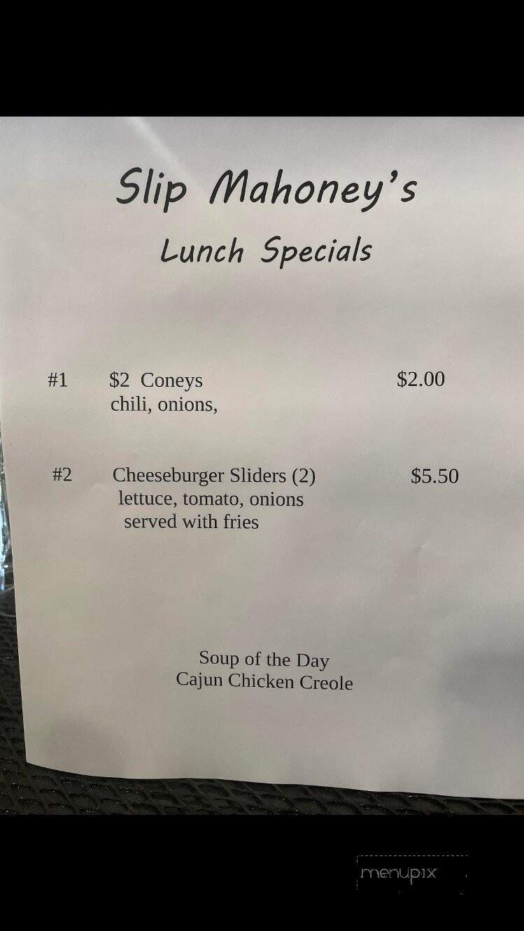 Slip Mahoney's - Riverview, MI menu_pic