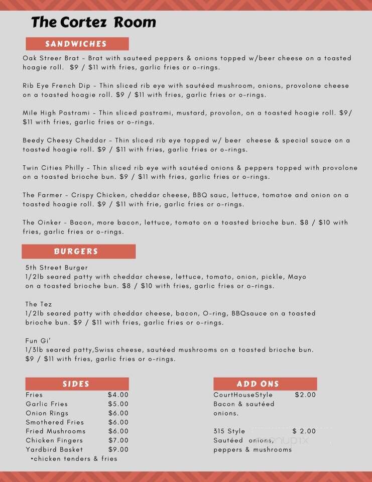 Cortez Room - Marysville, CA menu_pic