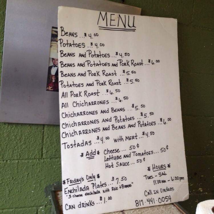 Granny's Tacos - Fort Worth, TX menu_pic