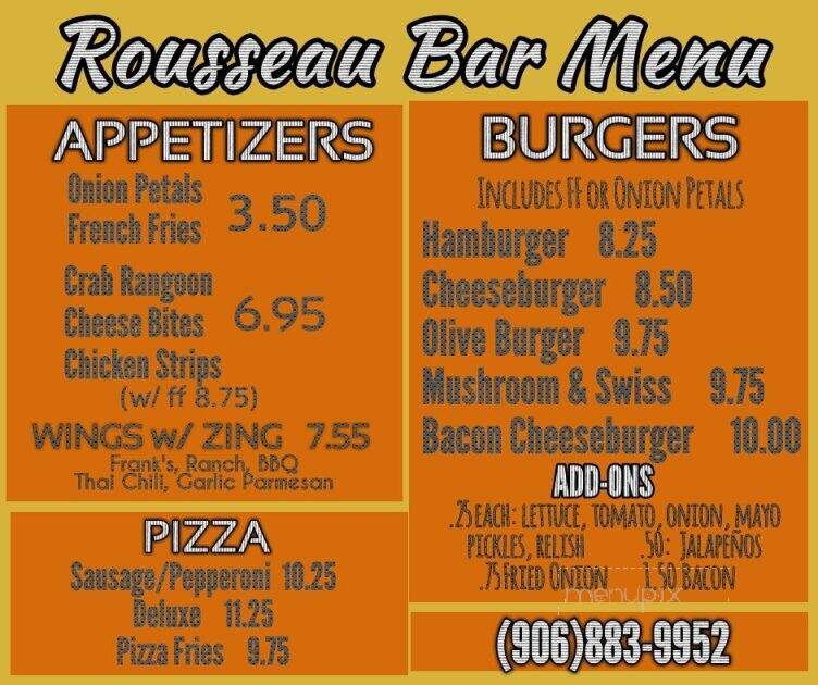 Rousseau Bar - Mass City, MI menu_pic