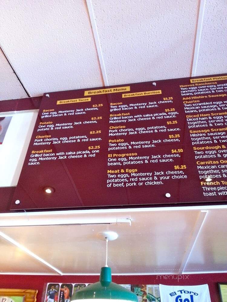El Progreso Mexican Restaurant - Lake Forest, CA menu_pic
