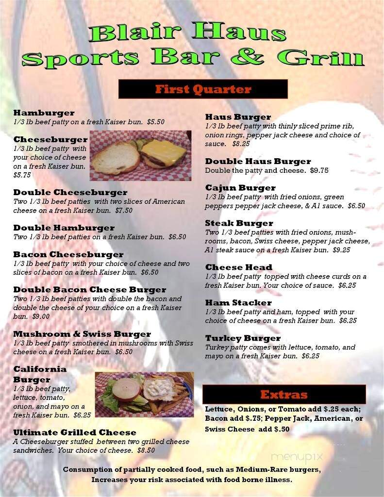 Blair House - Blair, WI menu_pic