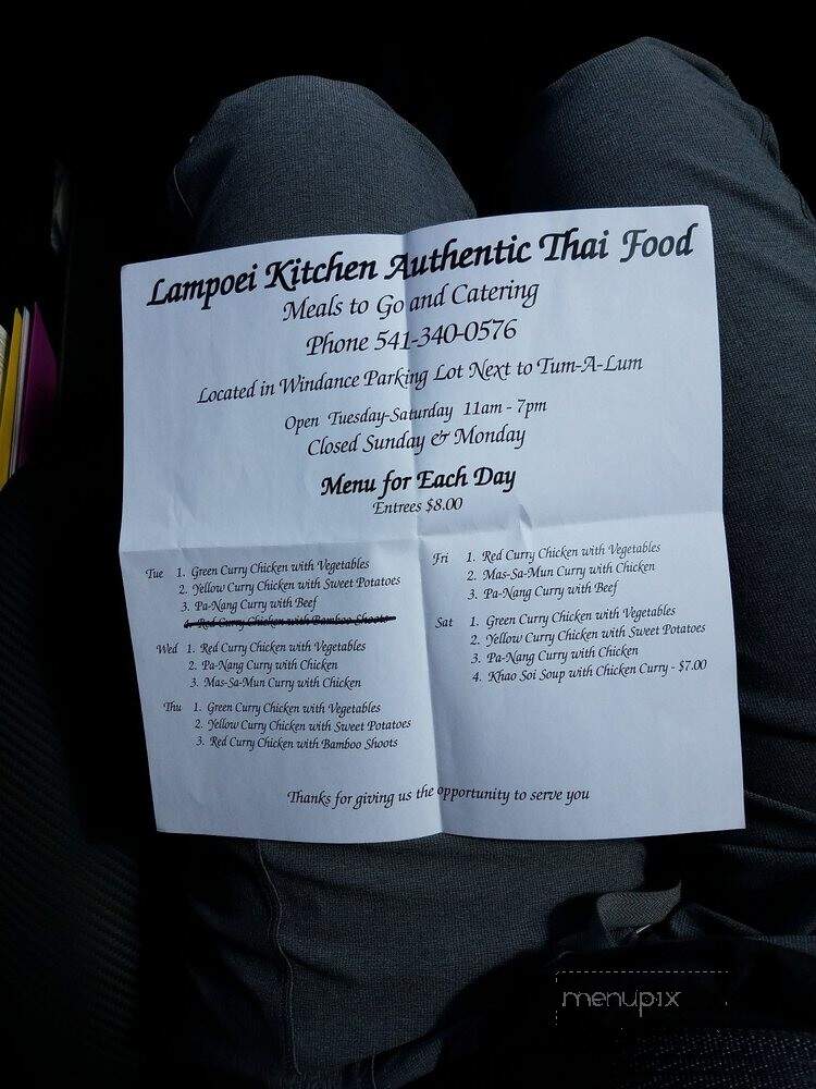 Lampoei's Kitchen Authentic Thai Food - Hood River, OR menu_pic