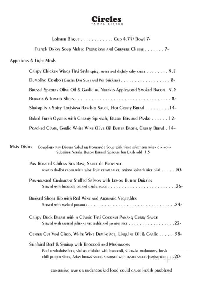 Circle Cafe - Tampa, FL menu_pic