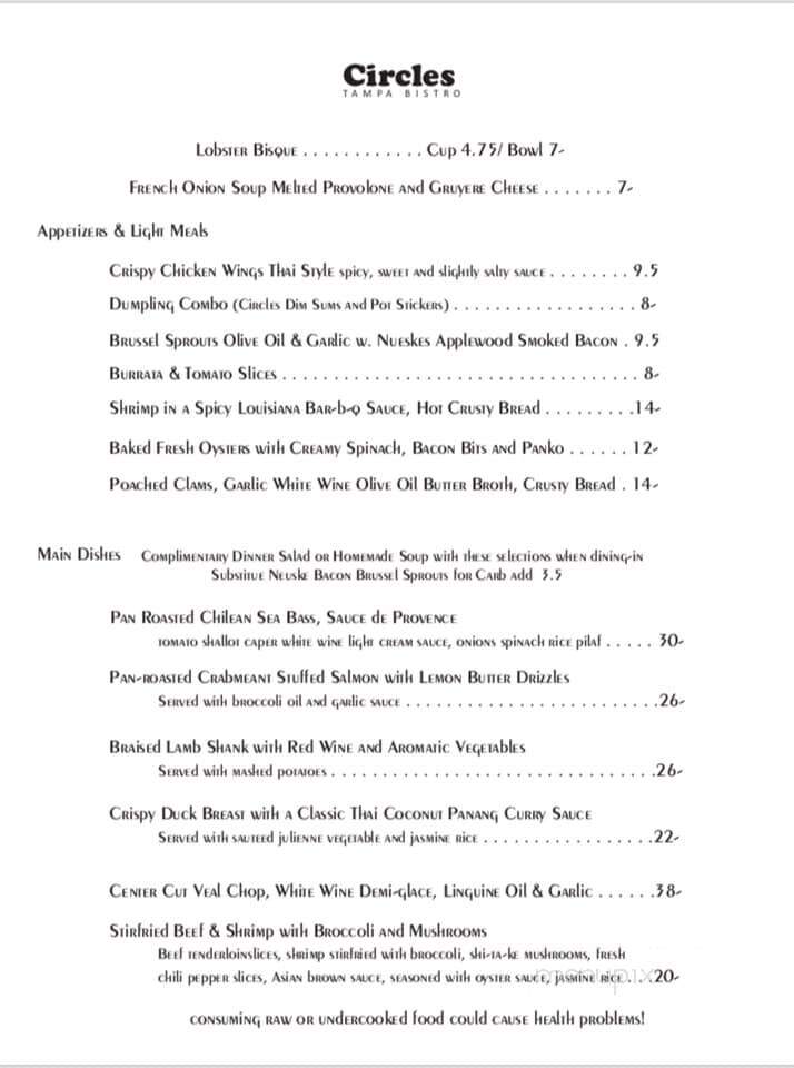 Circle Cafe - Tampa, FL menu_pic