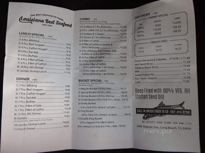 Louisiana Best Seafood - Long Beach, CA menu_pic