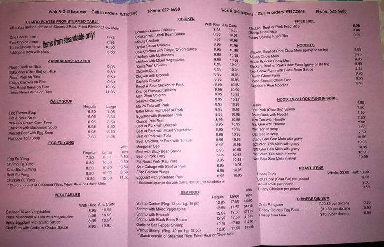 Wok & Grill Express - Wahiawa, HI menu_pic