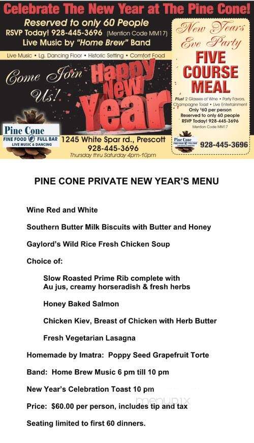 Pine Cone Inn - Prescott, AZ menu_pic