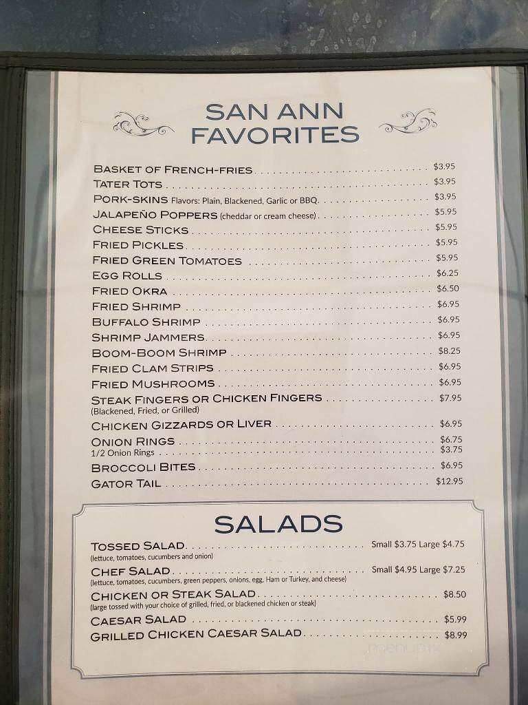 San Ann Restaurant - San Antonio, FL menu_pic