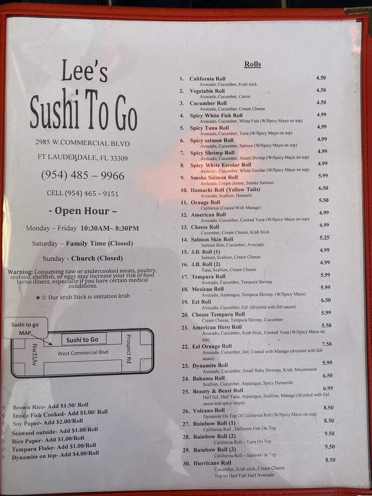 Sushi To Go - Fort Lauderdale, FL menu_pic