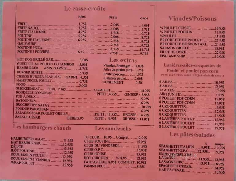 Restaurant O P C Deli - Lebel-Sur-Quevillon, QC menu_pic