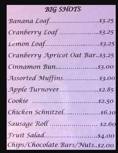 Big Shots Cafe - Burnaby, BC menu_pic