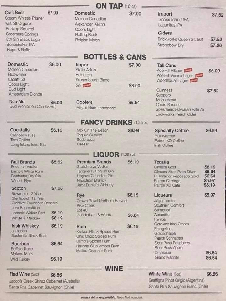 The Black Bull - Toronto, ON menu_pic