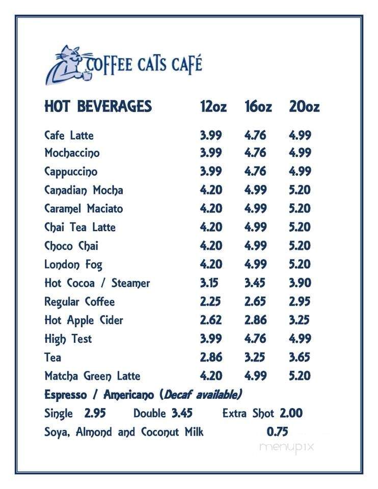 Coffee Cats Cafe - Calgary, AB menu_pic