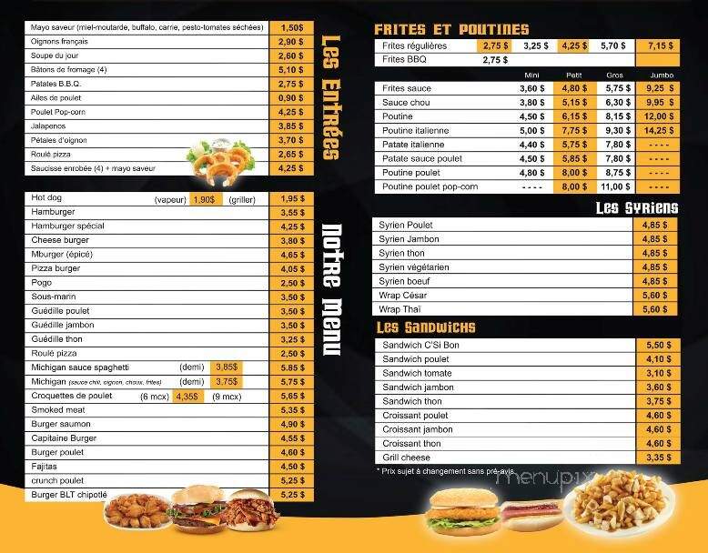 Restaurant C'si Bon - Shawinigan-Sud, QC menu_pic
