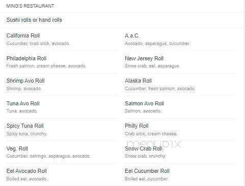 Mings Buffet - East Peoria, IL menu_pic