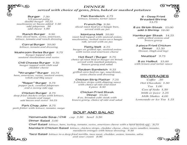 Hitchin Post - Malta, MT menu_pic
