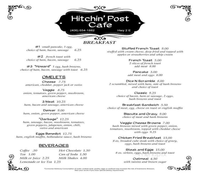 Hitchin Post - Malta, MT menu_pic