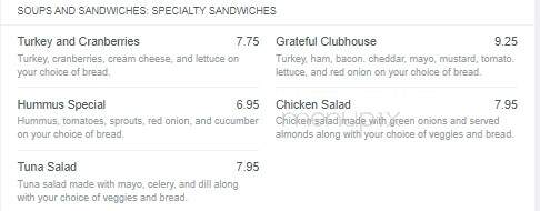Grateful Bread - Lodi, NJ menu_pic