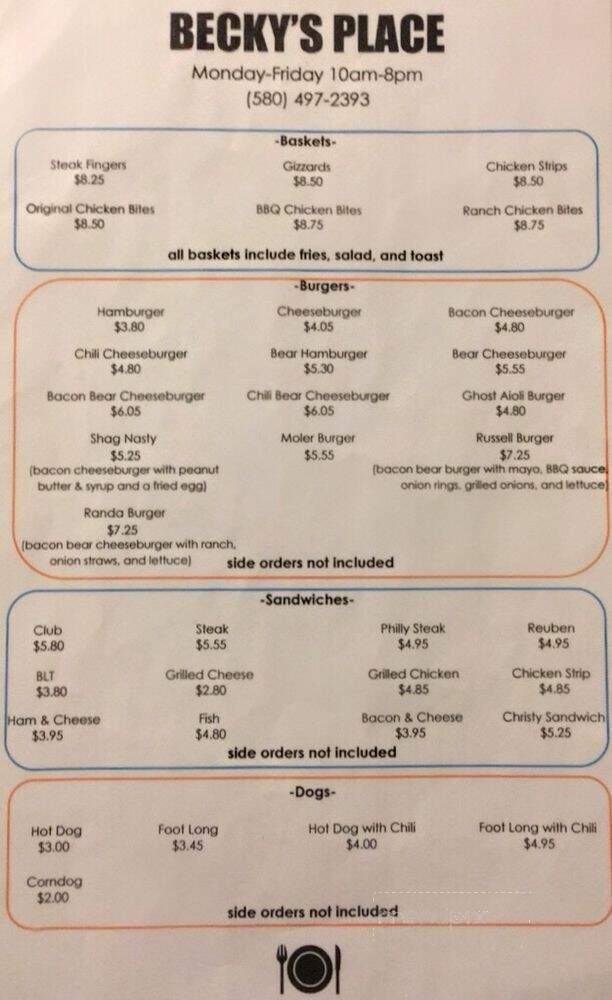 Ode's Drive-In - Cheyenne, OK menu_pic