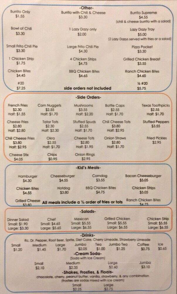 Ode's Drive-In - Cheyenne, OK menu_pic
