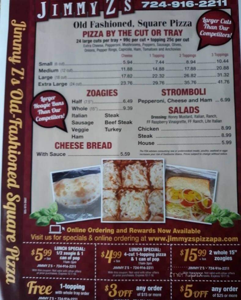 Jimmy Z's Place - Pittsburgh, PA menu_pic