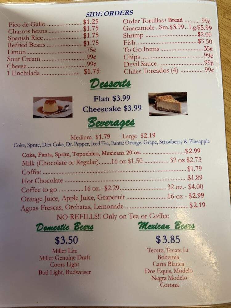 La Costenita Restaurant - Corpus Christi, TX menu_pic