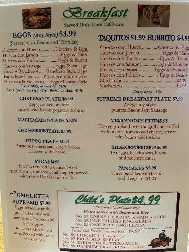 La Costenita Restaurant - Corpus Christi, TX menu_pic