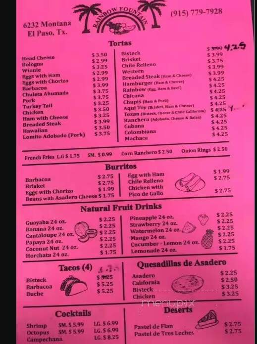 Rainbow Fountain - El Paso, TX menu_pic