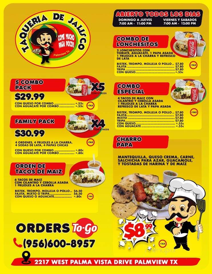 Taco Jalisco - Palmview, TX menu_pic