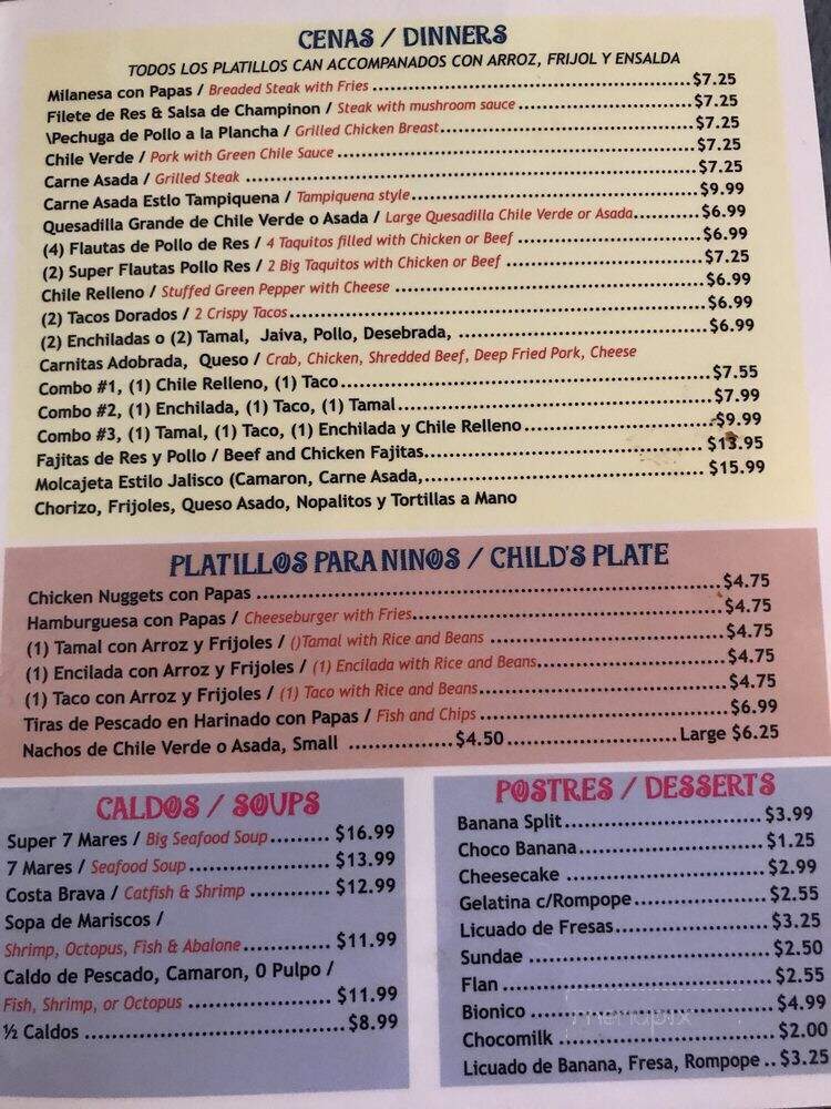 La Langosta Restaurant - Dinuba, CA menu_pic