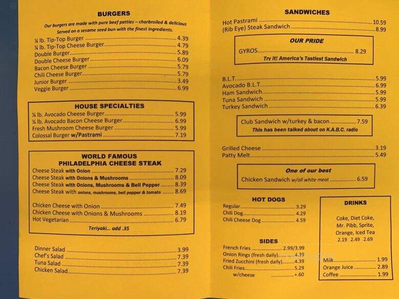 Tip Top Hamburger - Arleta, CA menu_pic