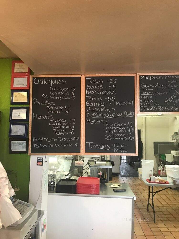 Mary Alicia Restaurant - Los Angeles, CA menu_pic