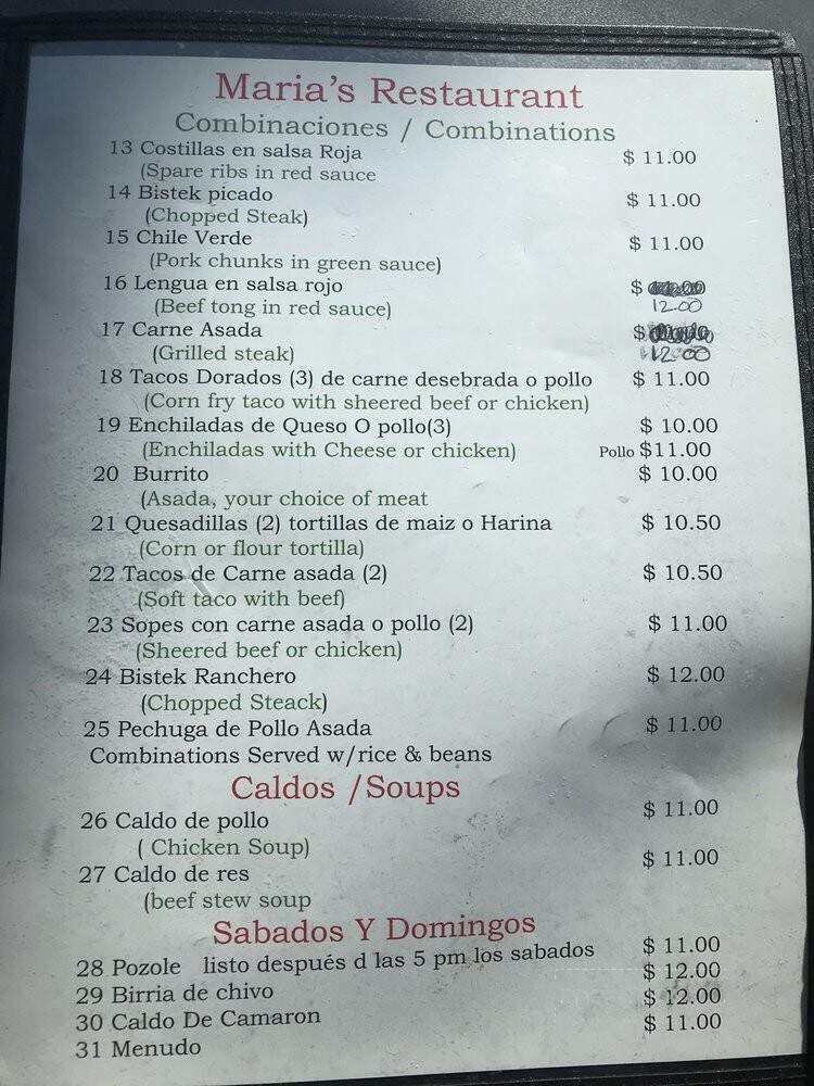 Restaurante Maria - Pacoima, CA menu_pic