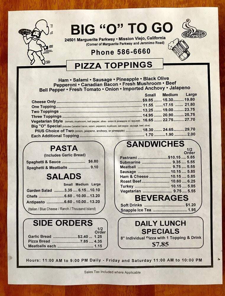 Big O To Go - Mission Viejo, CA menu_pic