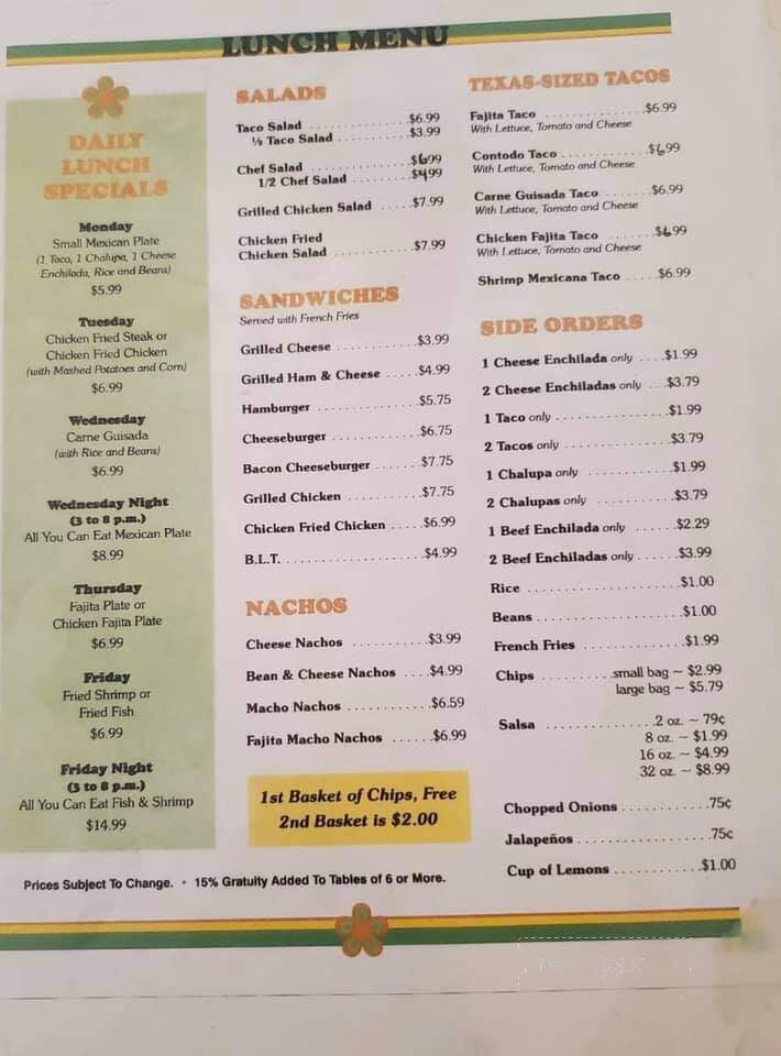 El Papa's - Port Isabel, TX menu_pic