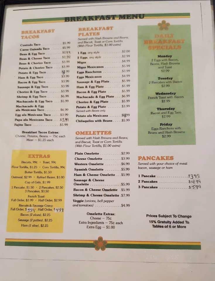 El Papa's - Port Isabel, TX menu_pic