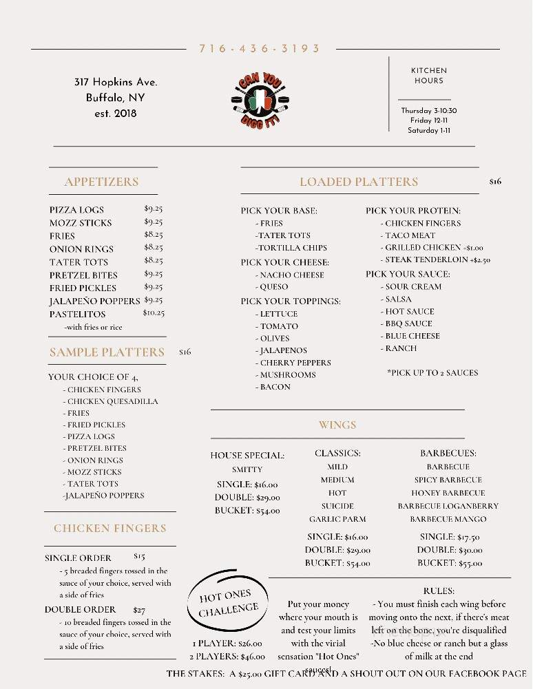 Can You Digg It - Buffalo, NY menu_pic