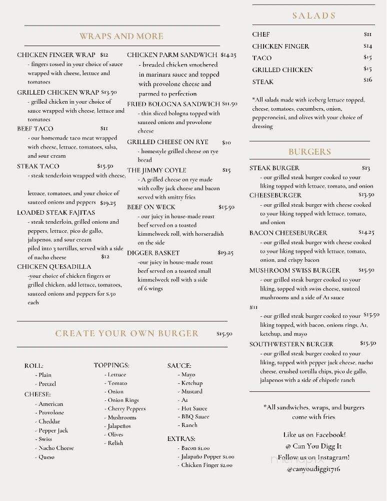 Can You Digg It - Buffalo, NY menu_pic