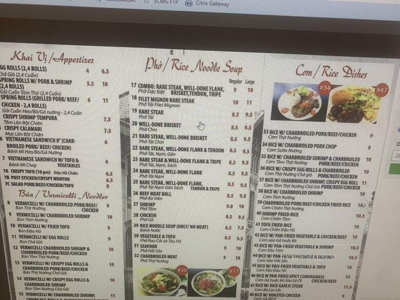 Pho Gia Long - Orange, CA menu_pic