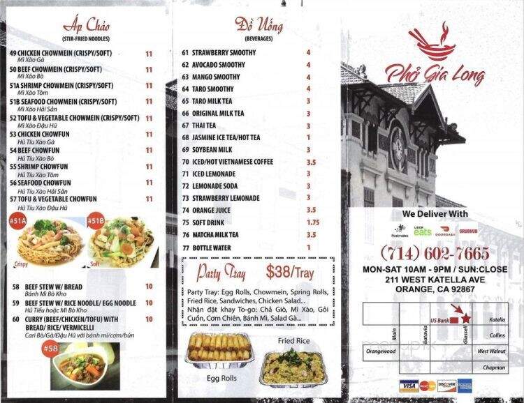 Pho Gia Long - Orange, CA menu_pic