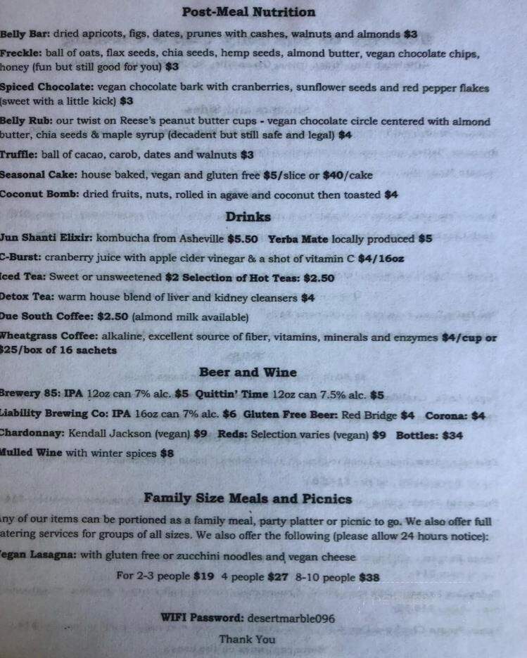 Sun Belly Cafe - Greenville, SC menu_pic