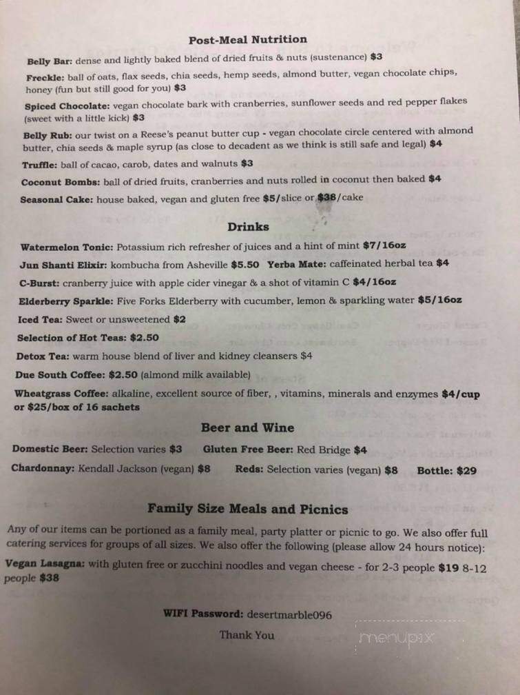 Sun Belly Cafe - Greenville, SC menu_pic