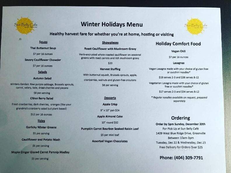 Sun Belly Cafe - Greenville, SC menu_pic