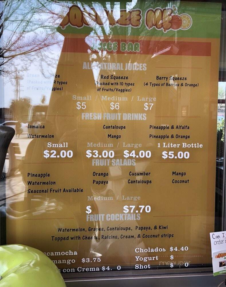 Squeeze Me Juice Bar - San Fernando, CA menu_pic