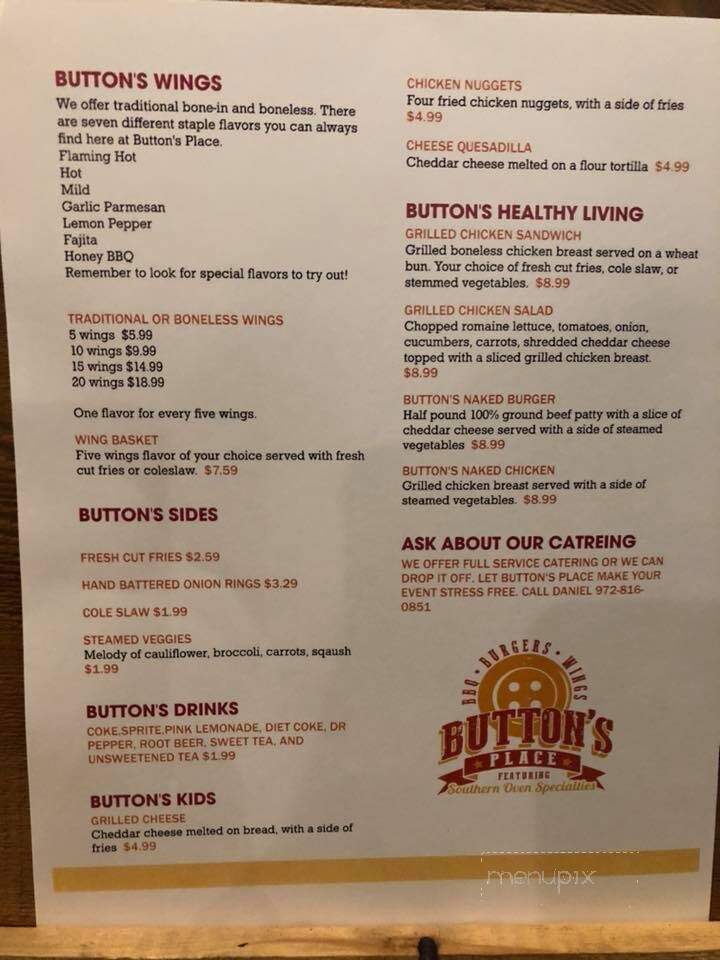 Button's Place - Canton, TX menu_pic