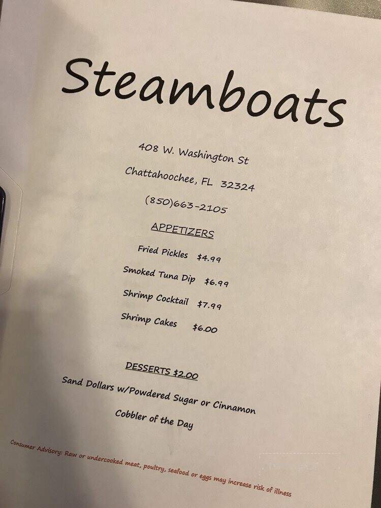 Steamboats1 - Chattahoochee, FL menu_pic