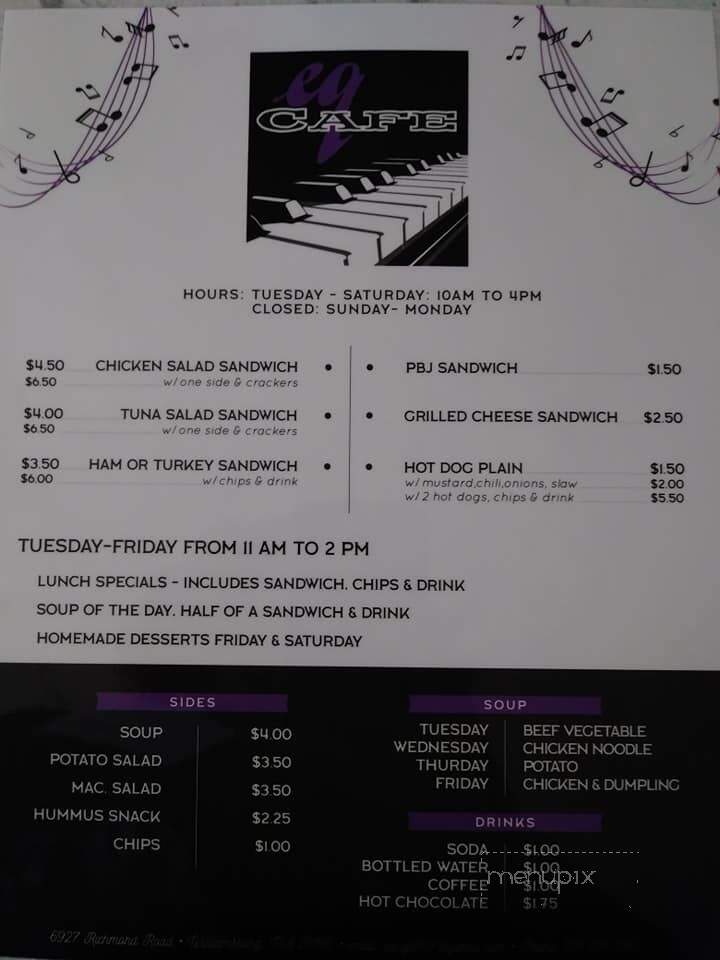 EQ Cafe - Williamsburg, VA menu_pic