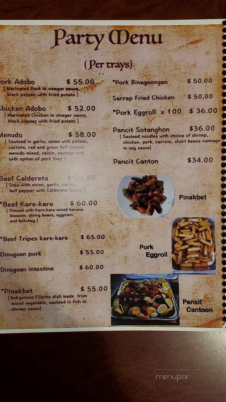 Sarrap Filipino Cuisine and BYOB - Chicago, IL menu_pic