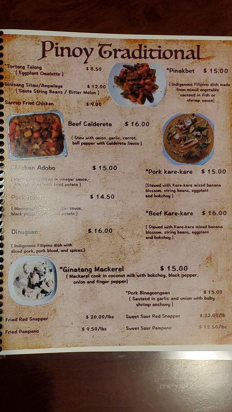 Sarrap Filipino Cuisine and BYOB - Chicago, IL menu_pic